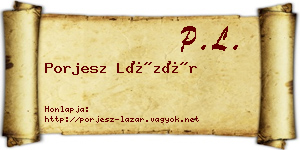 Porjesz Lázár névjegykártya